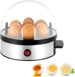 Elektrischer Eierkocher aus Edelstahl, für 1–7 Eier, mit Warmhaltefunktion, akustischer Signalton, BPA-frei, inkl. Messbecher und Eierzange, 350W