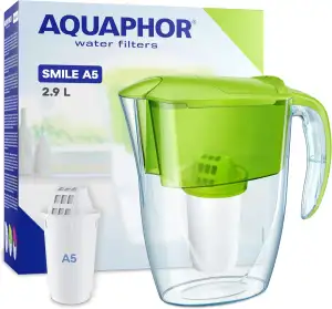 AQUAPHOR Wasserfilter Smile Hellgrün inkl. 1 A5 Filter I Reduziert Kalk & Chlor 