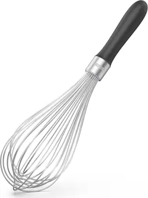 U-Taste Küchen-Schneebesen: 30 cm großer Ballonschneebesen aus Edelstahl 18/10 mit 12 hochflexiblen Drähten und Silikongriff zum Schlagen Vermengen und Verrühren von Teig und Soßen (Schwarz)