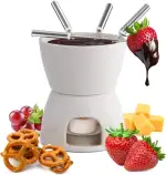 joeji's Kitchen Schoko Fondueset Keramik mini Schokofondue Käsefondue Fondue Set Topf Kerze & Gabel für Fondue mit Teelicht