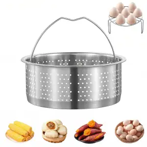 20 cm Dampfgarer Einsatz Edelstahl 304 mit Egg Steamer Rack, Dämpfeinsatz für To