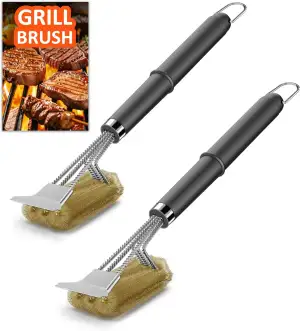 [2 Pack] Grillbürste Messing, TNTOR Grill Messingbürste mit Langer Borsten, Edel