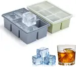 2 Stück Eiswürfelform Groß Silikon mit Deckel, BPA Frei Eiswürfelform eckig, Eiswürfelbehälter 6-Fach, 5CM Ice Cube Tray für Bier Cocktails Whiskey Cocktails Gefrierportionen