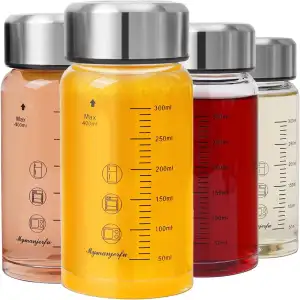 Mymanjerfu Glasflasche 400ml mit Deckel - 4er Pack, Trinkflasche Glas aus Borosi