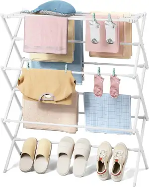 KINGBOARD Wäscheständer klein klappbar, platzsparender Standtrockner mit 6 Ebene