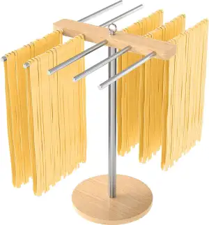 STWWO Nudeltrockner Nudelständer Pastatrockner Holz mit 10 Abnehmbar Arme Edelstahl 304 Pasta-Trocknung für Hausgemachte Pasta - Effiziente & Hygienisch - Spaghetti Trockner für Pasta Nudeln, WSA007