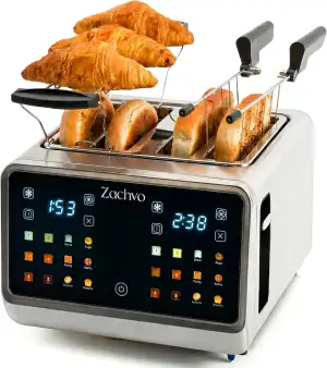 Toaster 4 Scheiben Edelstahl mit Touchscreen & LED Countdown, 2 unabhängige Toas