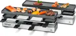 ROMMELSBACHER RC 1600 Raclette-Grill fun for 4+4 (Tischgrill, für 8 Personen, erweiterbar, Parkdeck, Alu-Druckguss-Grillplatte mit Xylan Plus Antihaftbeschichtung, 1460 W) silber