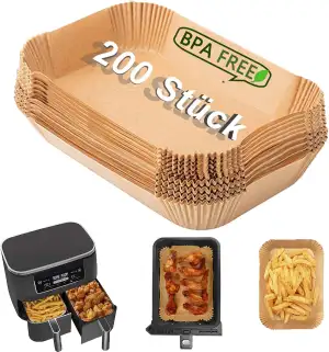 Joyes Backpapier für Ninja Heißluftfritteuse, 200 Stück 21cm Airfryer Backpapier