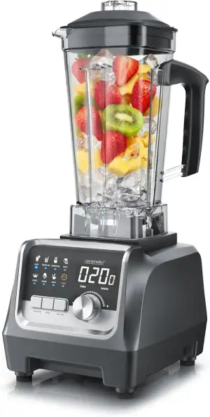 Arendo – Hochleistungsmixer 2000 Watt - Standmixer Edelstahl - 2 Liter Fassungsvermögen – mit Display - 9 Geschwindigkeitsstufen – hochwertige Edelstahl-Messereinheit – 3 voreingestellte Programme