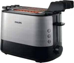 Philips HD2639/90 – Toaster (730 W, extra großer Schlitz, Zubehör für Sandwichs), Schwarz und Silber