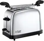 Russell Hobbs Toaster Sandwich [für 2 Scheiben inkl. Sandwich-/Panini-Zangen] Victory Edelstahl (extra breite Toastschlitze, 6 Bräunungsstufen + Auftau- & Aufwärmfunktion, 1200W) 23310-57