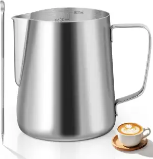 Milchkännchen, 600ml Milchkännchen Edelstahl mit Messung Mark, Milchkanne für Ca
