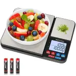 Diyife Küchenwaage mit 2 Plattformen 10kg/1g & 500g/0.01g, Doppelfunktion Digitale Küchen Feinwaage mit 7 Einheiten, Tara, PCS, Auto-Off, für Küche, Schmuck, Backen, Kochen, Inklusive Batterien