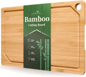 Kitsure Bambus-Schneidebrett – Holzschneidebrett, mit tiefen Saftrillen, zum Sch