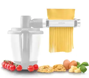 Wundermix - Nudelmaschine – 3-tlg. WunderCentix® Nudelaufsatz für Thermomix TM6 TM5 & KitchenAid • Spaghetti, Fettuccine & Lasagne selbst machen • Pastaaufsatz Thermomix • Pastawalze & -schneider Set