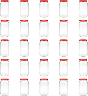 hocz 25x Einmachgläser 1 Liter | mit Deckel Rot TO 82 | leere Gläser mit Schraub