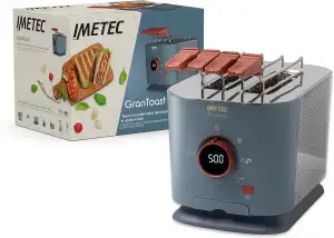 Imetec Grantoast - Toaster 2 XL-Scheiben mit zu öffnenden Zangen für gefüllte Toasts - 7 Bräunungsstufen, Einfache Reinigung, LED-Display, Digitaler Timer