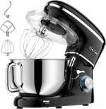 CHeflee Küchenmaschine Teigmaschine 2000W Knetmaschine,Mit 6.2L EdelstahlschüSsel,6 Geschwindigkeit Reduzierte GeräUsche,Mit RüHrbesen,RüHrhaken,SpritzwassergeschüTzter Knetmaschine Mit Knethaken