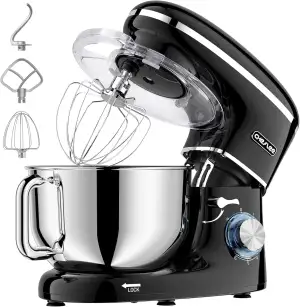 CHeflee Küchenmaschine Teigmaschine 2000W Knetmaschine,Mit 6.2L EdelstahlschüSsel,6 Geschwindigkeit Reduzierte GeräUsche,Mit RüHrbesen,RüHrhaken,SpritzwassergeschüTzter Knetmaschine Mit Knethaken