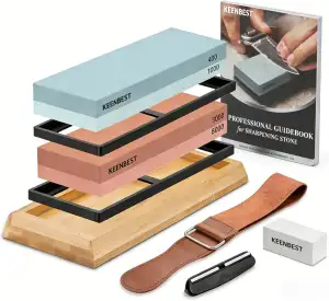 Schleifstein Set KEENBEST Messerschärfer Stein Abziehstein 400/1000 3000/8000 We