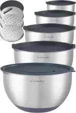 Winzbacher - Schüssel Set aus 304 Edelstahl mit Deckel [5er Set] 1l + 1.5l + 2.5l + 3.5l + 4.5l |...