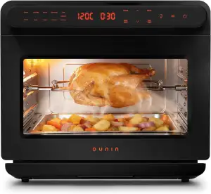 OUNIN Dampfbackofen 24L, 9-in-1 Backofen Freistehend, Platzsparendes, LED Displa