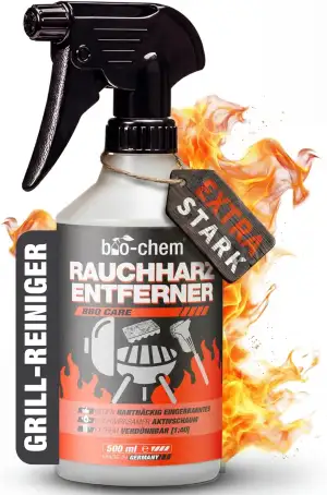bio-chem Rauchharz-Entferner - 500 ml - Backofen- und Grillreiniger Konzentrat für Gasgrill, Edelstahl, Gusseisen u.v.m. - Extrem kraftvolle Formel gegen hartnäckige Ablagerungen - Made in DE