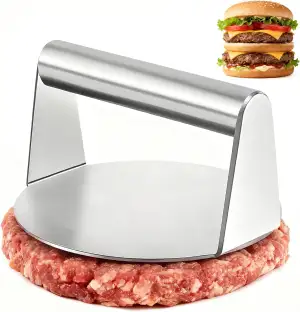 Burgerpresse, 5,5 Zoll Round Edelstahl 304 Smash Burgerpresse, Hamburgerpresse Professionelles Burger Press Grillzubehör für Flat Top Grill, Grillpresse für Smashburger, Speck, Hackfleisch