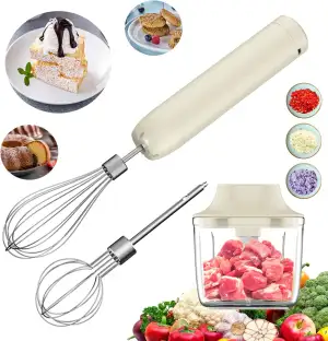 3-in-1 Elektrischer Schneebesen, PowCube Handmixer, Kleiner Kabelloser Stabmixer