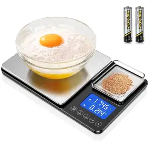 Küchenwaage Digital,Digitale KüChen mit 2 Plattformen 15kg/1g & 500g/0.01g Feinw