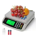 Waage Küchenwaage Groß Edelstahl Digitalwaage 40kg zum Gastronomie Messen von Fleisch Wurst so Weiter Obstwaage mit Zähl Tara Funktion Feinwaage 1g LCD Display und 5 Maßeinheit