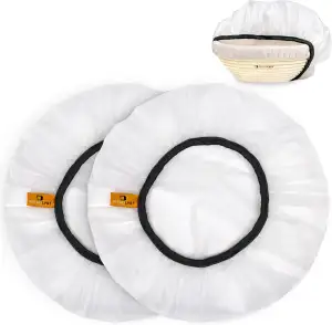 BREADLYST® 2 Stück Premium Abdeckhaube für Gärkorb, Gärfolie für Brot, Lebensmittel, Topf und mehr – Extra Starke und reißfeste Haube und Abdeckung, BPA-freie Frischhaltefolie mit Gummizug