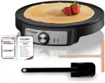 Cloer 6620 Crêpes-Maker für hauchdünne Crêpes mit 29 cm Durchmesser, inkl. Teigverteiler und Wender, Antihaftbeschichtung, stufenloser Temperaturkontrolle und Kontrolllampe, 1200 W