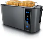 Arendo - Edelstahl Toaster Langschlitz 4 Scheiben- Touchscreen – Doppelwandgehäuse – 1500 W – Int...