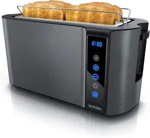 Arendo - Edelstahl Toaster Langschlitz 4 Scheiben- Touchscreen – Doppelwandgehäuse – 1500 W – Int...