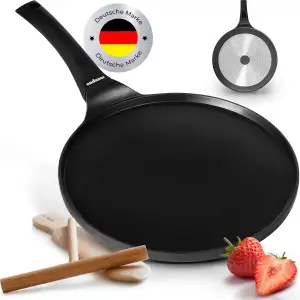 endusor Crepe Pfanne Induktion 26cm mit 3-facher Antihaftbeschichtung inkl. Spat