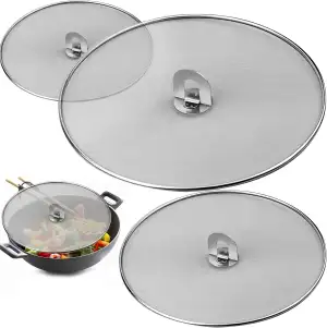 3 Stück Spritzschutz，Multifunktionale Edelstahl Spritzschutz Pfannen Küchen Brat