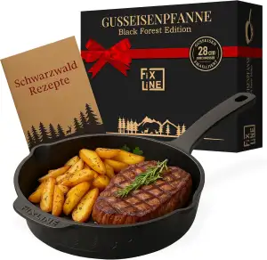FIXLINE® Gusseisenpfanne in BLACK FOREST Edition 28cm - ORIGINAL - Induktion - A