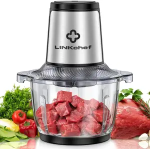 LINKChef Zerkleinerer Elektrisch, 1,5L Glasbehälter, 3-lagige Edelstahlklingen, 