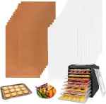 Dörrfolie für Dörrautomat 27x17cm, 12 Stück Antihaft Silikon Dehydrator Blätter und 12 Stück Rechteck Teflon Dehydrator Blätter Backpapier Wiederverwendbar für Backofen Obsttrockner Dörrautomat