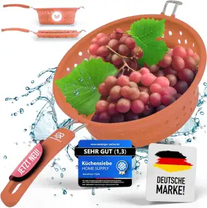 3-in-1 Faltbares Sieb aus Silikon und rostfreiem Edelstahl, Küchensieb, Nudelsieb, Dampfgar Einsatz, Abtropfsieb, platzsparend, multifunktional, geschirrspülfest, 21cm Lachsrosa