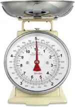 TERRAILLON Vintage-Küchenwaage – Manuelle Tara, großes Ziffernblatt und 1 L Schüssel, Wiegebereich 5 kg – Modell 'Tradition 500' Cremefarben, Creme