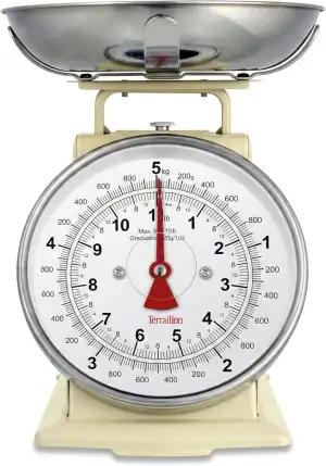 TERRAILLON Vintage-Küchenwaage – Manuelle Tara, großes Ziffernblatt und 1 L Schü