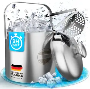 SilverRack Edelstahl Eiswürfelbehälter mit Deckel u. Zange [1,3l] - Eisbehälter für Eiswürfel perfekt für kalte Getränke - Premium Eiskübel als Eiswürfelbehälter Ice Bucket