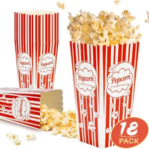 MAQIHAN 18 Stück Popcorn Tüten Groß - 20x9.5x7.5 cm Popcorn Eimer Box Becher Behälter für Maschine Movie Night Filmabend Popcornbecher Zubehör Boxes Schüssel Schale Popcorneimer Popcorntüten