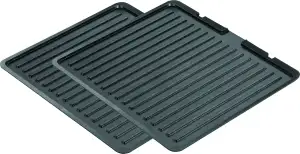 Ersatz-Grillplatten geriffelt für ECG KG 300/1000 Kontaktgrill, Schwarz
