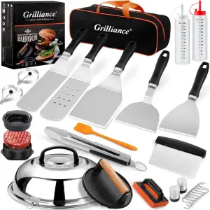 Grilliance 27-TLG Grillspachtel Plancha Zubehör für Männer, Teppanyaki BBQ Grill