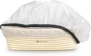 BREADLYST® Rattan Gärkörbchen Set – Gärkorb Oval 28 cm mit waschbarem Leinenbezug und Abdeckhaube – Perfekt zum Gären von Teig, Brotbackzubehör für selbstgebackenes Brot und passionierte Bäcker