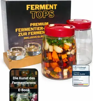 Fermentierglas Set 2er – je 1,4 L mit Gärventil & Deckel – inkl. 2 Fermentiergew
